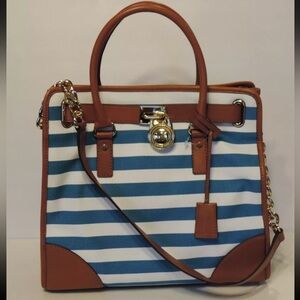 michael kors hamilton canvas striped tote
